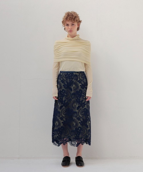 DRESSLAVE（ドレスレイブ）の「motief lace midi skirt(モチーフレースミディスカート)（スカート・レディース・ホワイト/ネイビー・38/36）」の8枚目の写真