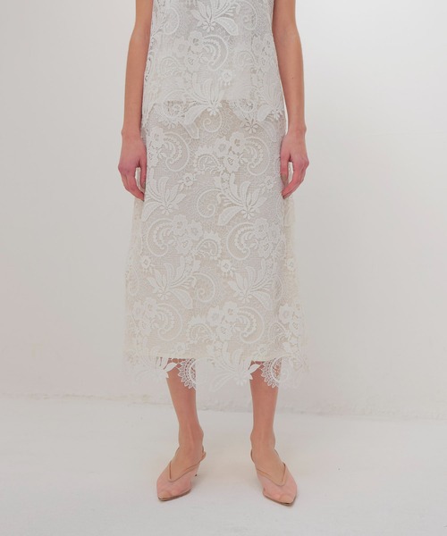 DRESSLAVE（ドレスレイブ）の「motief lace midi skirt(モチーフレースミディスカート)（スカート・レディース・ホワイト/ネイビー・38/36）」の11枚目の写真