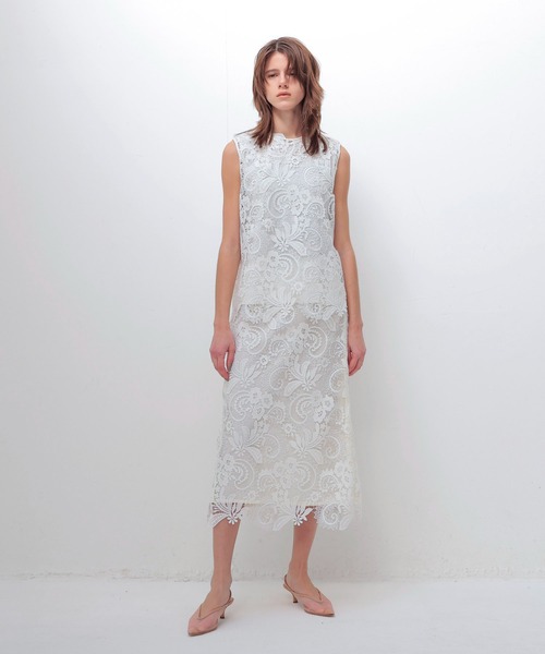 DRESSLAVE（ドレスレイブ）の「motief lace midi skirt(モチーフレースミディスカート)（スカート・レディース・ホワイト/ネイビー・38/36）」の14枚目の写真