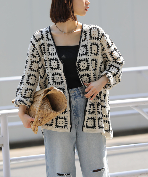 JOURNAL STANDARD relume(ジャーナルスタンダード レリューム)の「クロシェモチーフVネックカーディガン(カーディガン/ボレロ・レディース・ベージュ・FREE)」の12枚目の写真