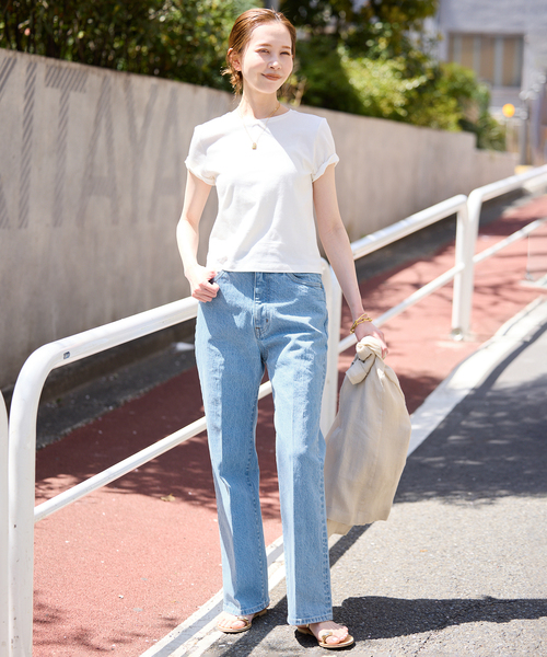 新品未使用タグ付き　LE DENIM スリムフレアレングス セール】LE DENIM スリムフレアレングス（その他パンツ）｜SLOBE