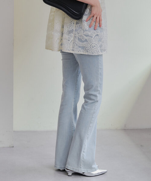 Another Branch olive des olive(アナザーブランチオリーブデオリーブ)の「【伸縮性あり / 脚長美脚シルエット】セミフレアデニム(デニムパンツ・レディース・その他/ブラック・SMALL/MEDIUM/FREE)」の6枚目の写真