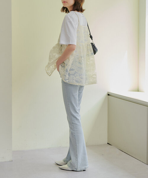 Another Branch olive des olive(アナザーブランチオリーブデオリーブ)の「【伸縮性あり / 脚長美脚シルエット】セミフレアデニム(デニムパンツ・レディース・その他/ブラック・SMALL/MEDIUM/FREE)」の8枚目の写真