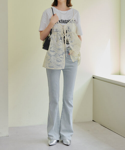 Another Branch olive des olive(アナザーブランチオリーブデオリーブ)の「【伸縮性あり / 脚長美脚シルエット】セミフレアデニム(デニムパンツ・レディース・その他/ブラック・SMALL/MEDIUM/FREE)」の9枚目の写真