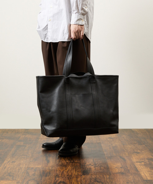 スロウ×ビームス　黒レザートートバッグ SLOW（スロウ）の「SLOW×BEAMS / 別注 bono TOTE（トートバッグ