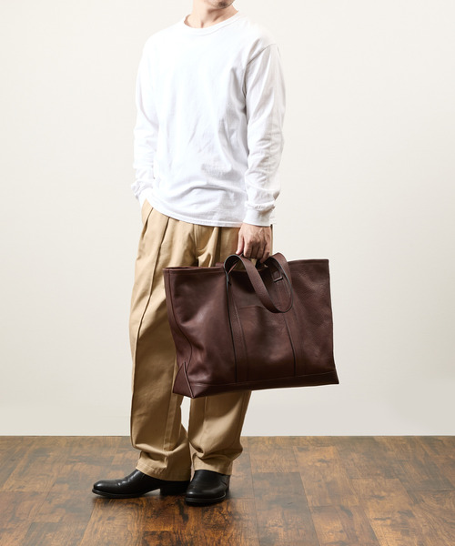 SLOW（スロウ）の「SLOW スロウ / cb-2waytote- クロムステアレザー2WAYトートバッグ レザービッグトートバッグ / 858S50R（トートバッグ・メンズ・ブラック/チョコ・FREE）」の9枚目の写真