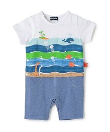 kladskap | 海の中プリント半袖カバーオール(ロンパース)