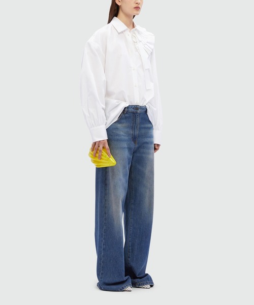 MSGM(エムエスジーエム)の「アシンメトリー ティアードフリル ポプリンシャツ(シャツ/ブラウス・レディース・ホワイト・38)」の4枚目の写真