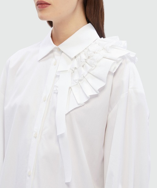セール】アシンメトリー ティアードフリル ポプリンシャツ（シャツ