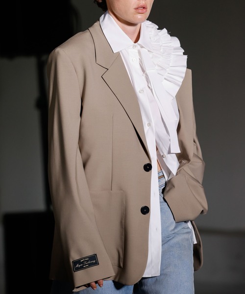 MSGM(エムエスジーエム)の「アシンメトリー ティアードフリル ポプリンシャツ(シャツ/ブラウス・レディース・ホワイト・38)」の8枚目の写真