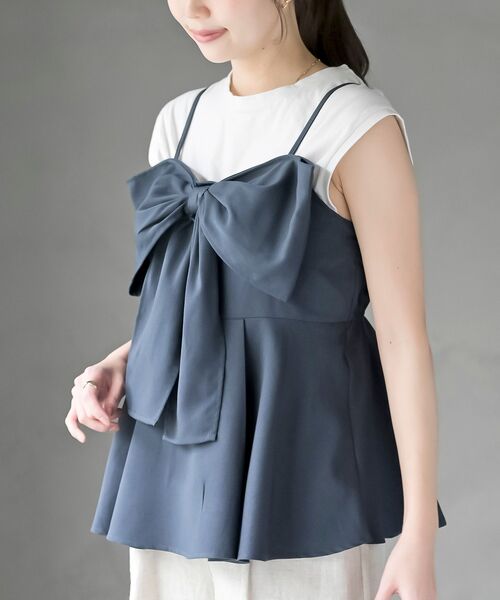 rps（アールピーエス）の「リボンビスチェ（キャミソール・レディース・ブラック/杢グレー/ネイビー/モカ・フリー）」の4枚目の写真