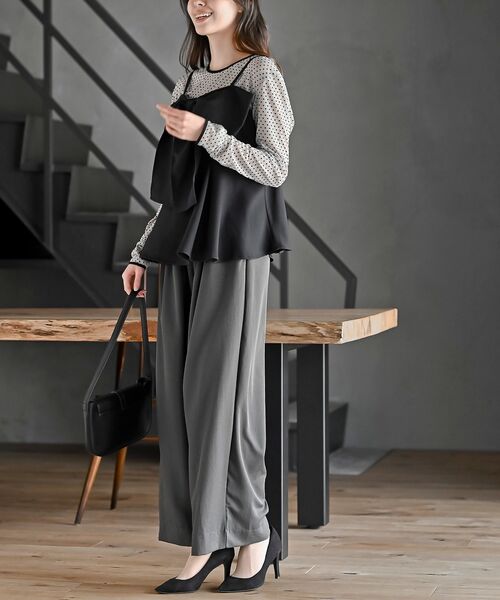 rps（アールピーエス）の「リボンビスチェ（キャミソール・レディース・ブラック/杢グレー/ネイビー/モカ・フリー）」の6枚目の写真