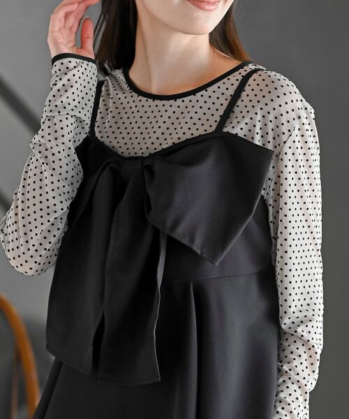 rps（アールピーエス）の「リボンビスチェ（キャミソール・レディース・ブラック/杢グレー/ネイビー/モカ・フリー）」の9枚目の写真