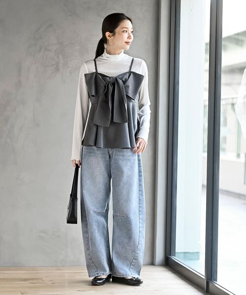 rps（アールピーエス）の「リボンビスチェ（キャミソール・レディース・ブラック/杢グレー/ネイビー/モカ・フリー）」の13枚目の写真