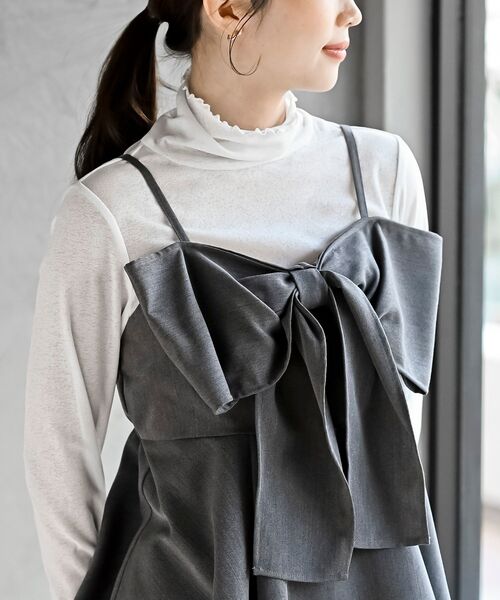 rps（アールピーエス）の「リボンビスチェ（キャミソール・レディース・ブラック/杢グレー/ネイビー/モカ・フリー）」の17枚目の写真