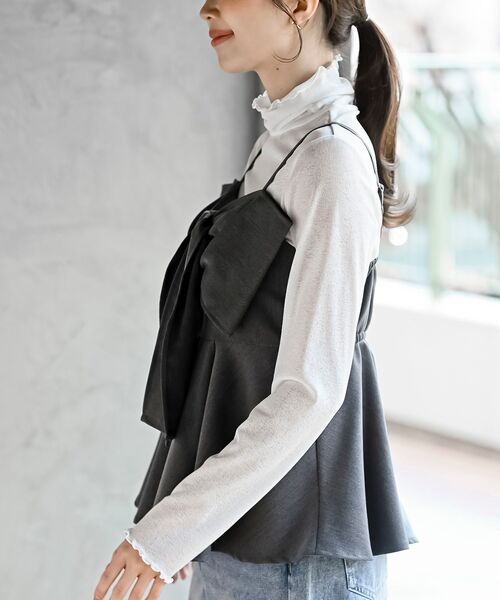 rps（アールピーエス）の「リボンビスチェ（キャミソール・レディース・ブラック/杢グレー/ネイビー/モカ・フリー）」の18枚目の写真