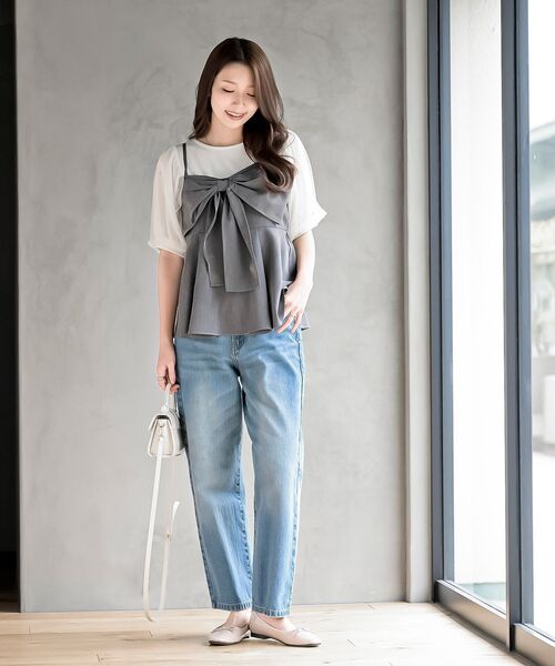 rps（アールピーエス）の「リボンビスチェ（キャミソール・レディース・ブラック/杢グレー/ネイビー/モカ・フリー）」の21枚目の写真