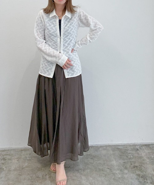 RASW（ラス）の「[RASW]カットレースジャカードシャツ（シャツ/ブラウス・レディース・ブラック/オフホワイト・M）」の3枚目の写真