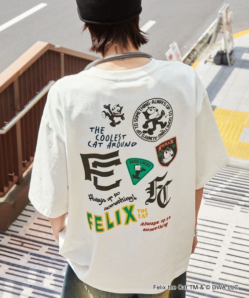 vintage FELIX フェリックス FELIX】別注 ヴィンテージライク グラフィックロゴ 刺繍半袖T