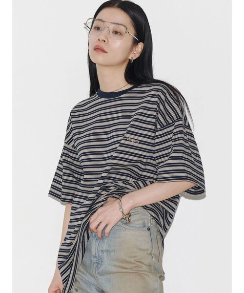 tシャツ 「VEQUM」HIGH GAUGE BORDER SHORT T SHIRT レディース VEQUM】HIGH GAUGE BORDER SHORT T SHIRT（Tシャツ/カットソー