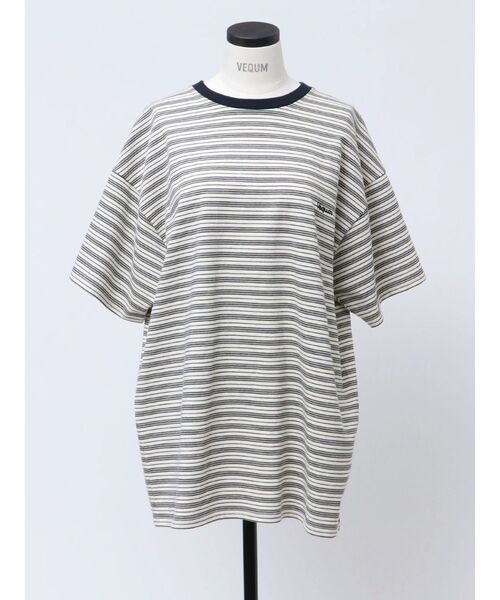 VEQUM(VEQUM)の「【VEQUM】HIGH GAUGE BORDER T SHIRT(Tシャツ/カットソー・レディース・ネイビー/グリーン/アイボリー・FREE)」の6枚目の写真