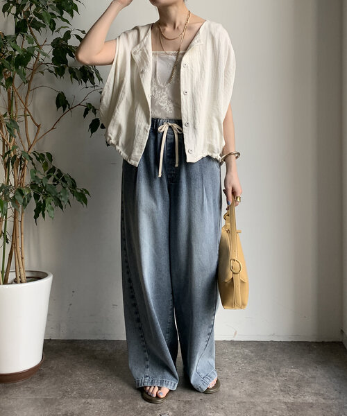 DouDou（ドゥドゥ）の「【WEB限定】リネンライクジレ（ベスト・レディース・オフホワイト/ベージュ/ブラック・FREE）」の5枚目の写真