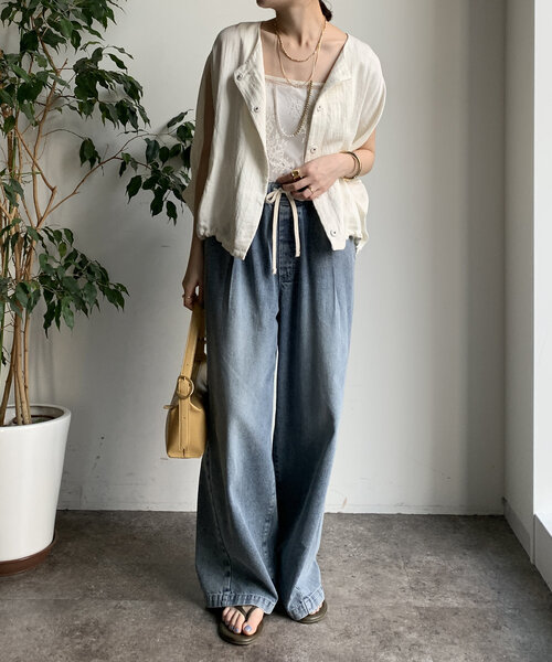 DouDou（ドゥドゥ）の「【WEB限定】リネンライクジレ（ベスト・レディース・オフホワイト/ベージュ/ブラック・FREE）」の7枚目の写真