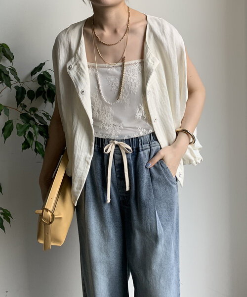 DouDou（ドゥドゥ）の「【WEB限定】リネンライクジレ（ベスト・レディース・オフホワイト/ベージュ/ブラック・FREE）」の9枚目の写真