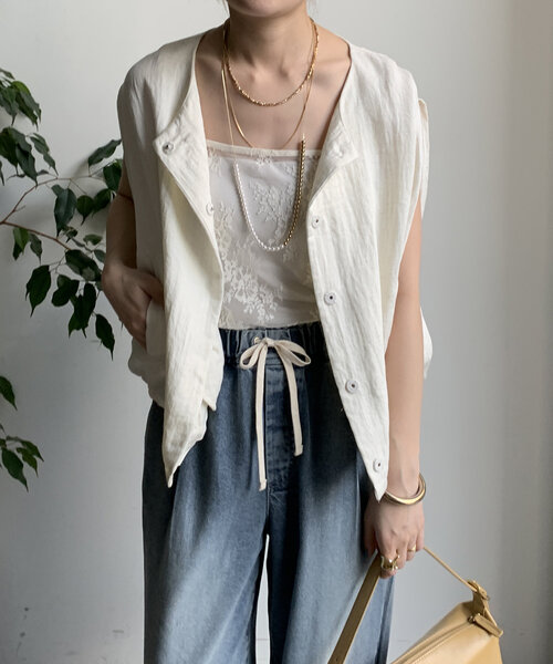 DouDou（ドゥドゥ）の「【WEB限定】リネンライクジレ（ベスト・レディース・オフホワイト/ベージュ/ブラック・FREE）」の10枚目の写真