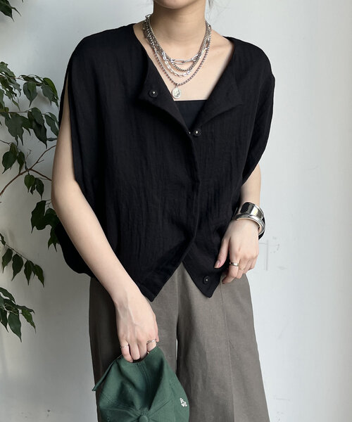 DouDou（ドゥドゥ）の「【WEB限定】リネンライクジレ（ベスト・レディース・オフホワイト/ベージュ/ブラック・FREE）」の18枚目の写真