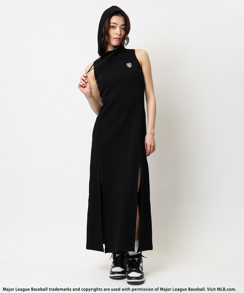 BACK TO THE FIELD（バック トゥー ザ フィールド）の「【MLB】刺しゅうロゴフーディーロングワンピース（ワンピース・レディース・ブラック/ネイビー/ブラウン・FREE）」の10枚目の写真