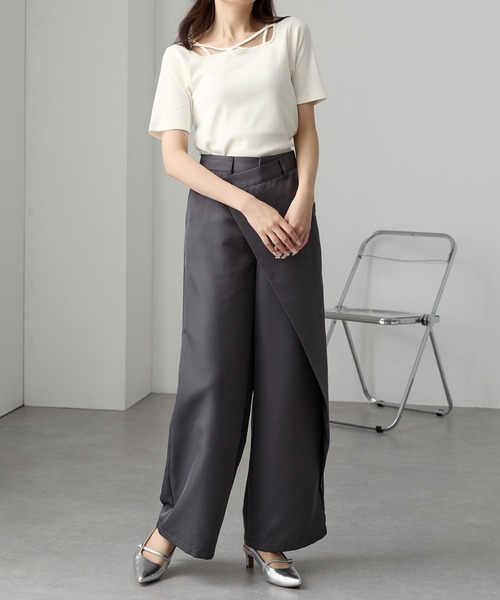 Cieluna】クロスネックリブカットソー（Tシャツ/カットソー）｜Cieluna