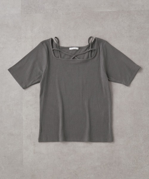 Cieluna】クロスネックリブカットソー（Tシャツ/カットソー）｜Cieluna