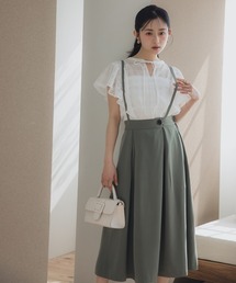 Petitjo | 小さいサイズ　サスペンダー付きボックスプリーツフレアスカート　低身長さん・小柄女性(スカート)