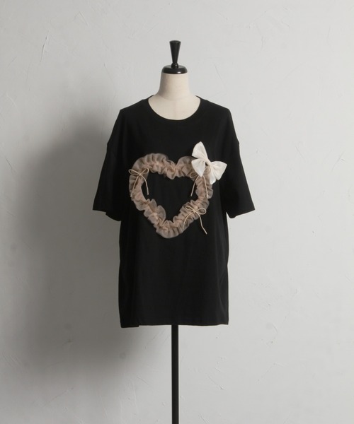 tocco closet(トッコ クローゼット)の「【ZOZO限定】ハートチュール×リボンTシャツ(Tシャツ/カットソー・レディース・ホワイト/ブラック・M)」の20枚目の写真