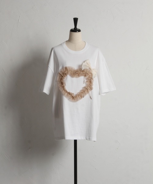tocco closet(トッコ クローゼット)の「【ZOZO限定】ハートチュール×リボンTシャツ(Tシャツ/カットソー・レディース・ホワイト/ブラック・M)」の21枚目の写真