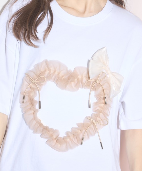 tocco closet(トッコ クローゼット)の「【ZOZO限定】ハートチュール×リボンTシャツ(Tシャツ/カットソー・レディース・ホワイト/ブラック・M)」の11枚目の写真