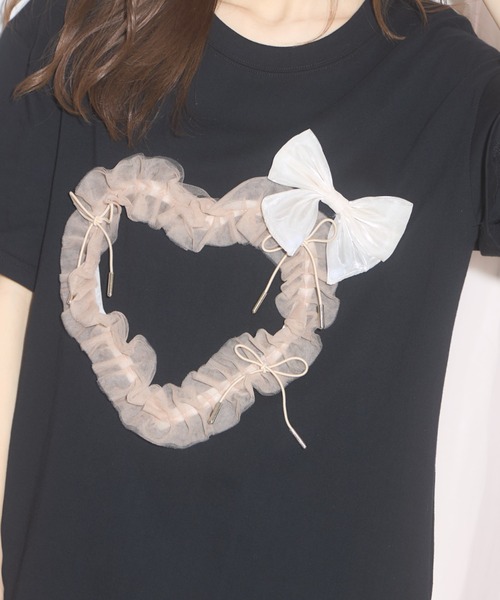 tocco closet(トッコ クローゼット)の「【ZOZO限定】ハートチュール×リボンTシャツ(Tシャツ/カットソー・レディース・ホワイト/ブラック・M)」の19枚目の写真