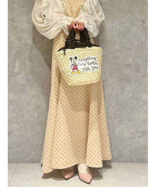 Disney（ディズニー）の「Mickey Mouse/フリルハンドルカゴバッグ（かごバッグ・レディース・ブラック・FREE）」の6枚目の写真