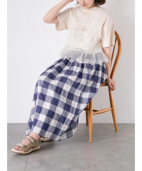 Samansa Mos2（サマンサ モスモス）の「柄アソートギャザースカート（スカート・レディース・オフホワイト/ブラック/ピンク/パープル・F）」の4枚目の写真