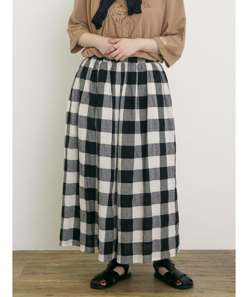 Samansa Mos2（サマンサ モスモス）の「柄アソートギャザースカート（スカート・レディース・オフホワイト/ブラック/ピンク/パープル・F）」の3枚目の写真