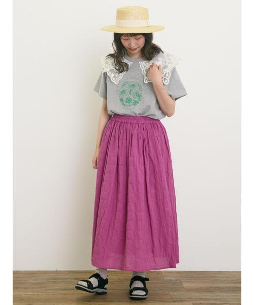 Samansa Mos2（サマンサ モスモス）の「柄アソートギャザースカート（スカート・レディース・オフホワイト/ブラック/ピンク/パープル・F）」の7枚目の写真