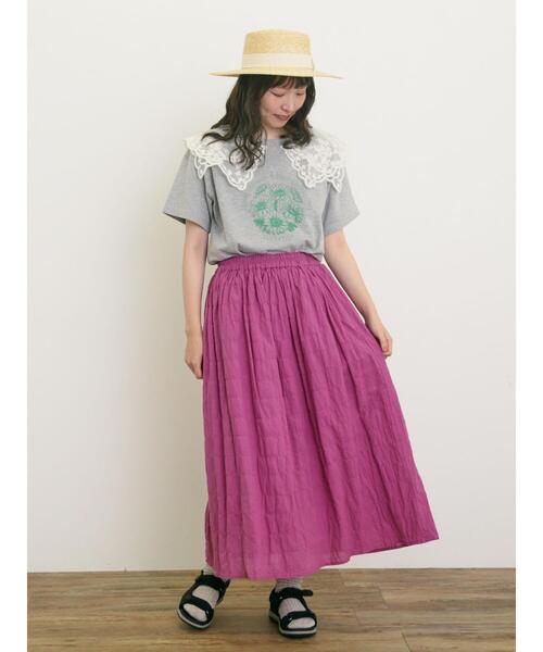 Samansa Mos2（サマンサ モスモス）の「柄アソートギャザースカート（スカート・レディース・オフホワイト/ブラック/ピンク/パープル・F）」の8枚目の写真