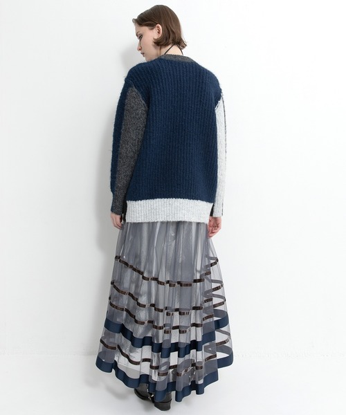 AULA AILA（アウラアイラ）の「ボーダーチュールスカート（スカート・レディース・ブラック/グレー/ネイビー・0）」の17枚目の写真
