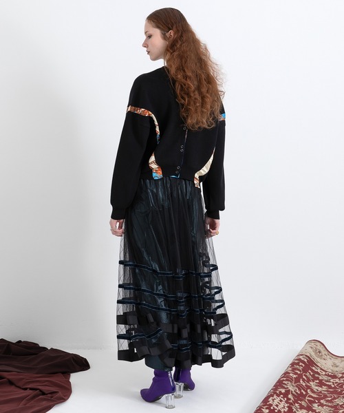 AULA AILA（アウラアイラ）の「ボーダーチュールスカート（スカート・レディース・ブラック/グレー/ネイビー・0）」の12枚目の写真