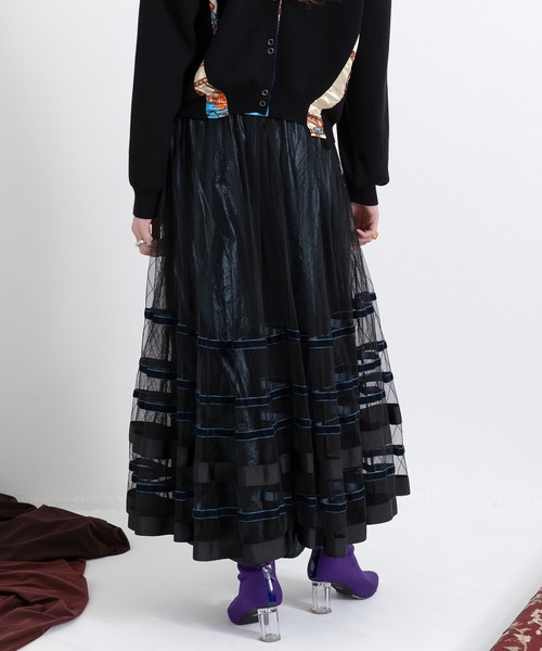 AULA AILA（アウラアイラ）の「ボーダーチュールスカート（スカート・レディース・ブラック/グレー/ネイビー・0）」の15枚目の写真