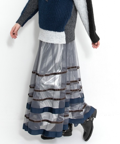 AULA AILA（アウラアイラ）の「ボーダーチュールスカート（スカート・レディース・ブラック/グレー/ネイビー・0）」の22枚目の写真