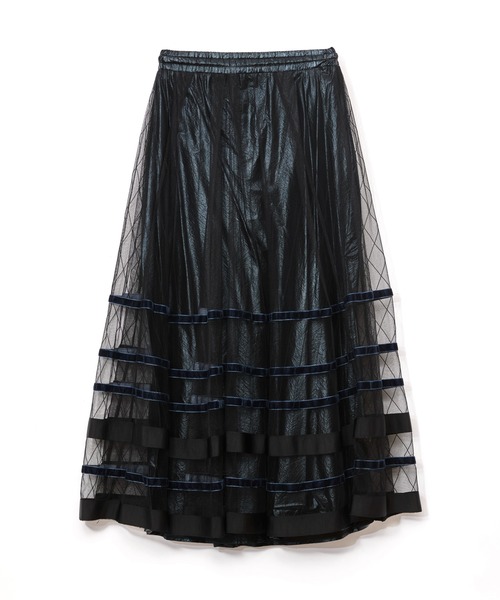 AULA AILA（アウラアイラ）の「ボーダーチュールスカート（スカート・レディース・ブラック/グレー/ネイビー・0）」の6枚目の写真