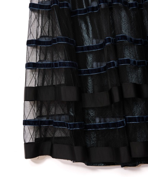 AULA AILA（アウラアイラ）の「ボーダーチュールスカート（スカート・レディース・ブラック/グレー/ネイビー・0）」の5枚目の写真