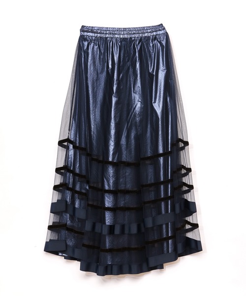 AULA AILA（アウラアイラ）の「ボーダーチュールスカート（スカート・レディース・ブラック/グレー/ネイビー・0）」の8枚目の写真